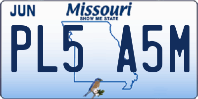 MO license plate PL5A5M