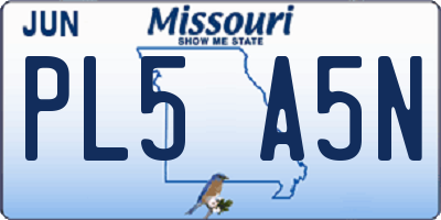 MO license plate PL5A5N