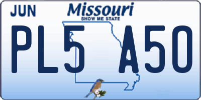 MO license plate PL5A5O