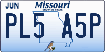 MO license plate PL5A5P