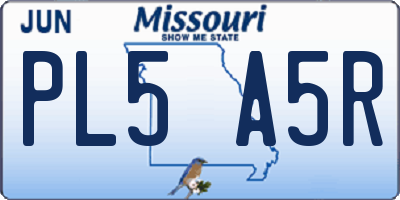 MO license plate PL5A5R