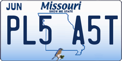 MO license plate PL5A5T