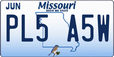 MO license plate PL5A5W