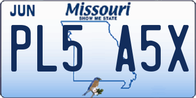 MO license plate PL5A5X
