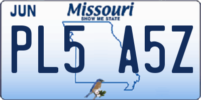 MO license plate PL5A5Z