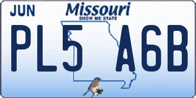 MO license plate PL5A6B