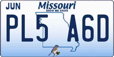 MO license plate PL5A6D