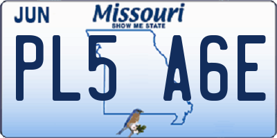 MO license plate PL5A6E