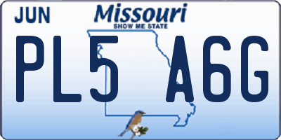 MO license plate PL5A6G