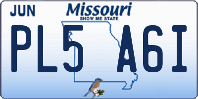 MO license plate PL5A6I