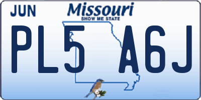 MO license plate PL5A6J