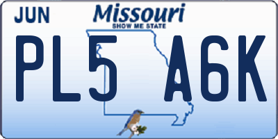 MO license plate PL5A6K