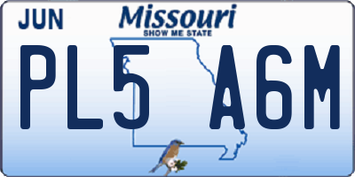 MO license plate PL5A6M