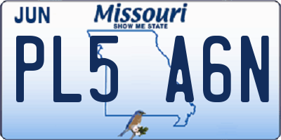 MO license plate PL5A6N