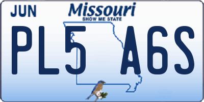 MO license plate PL5A6S