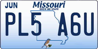 MO license plate PL5A6U