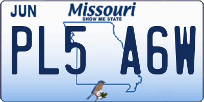 MO license plate PL5A6W