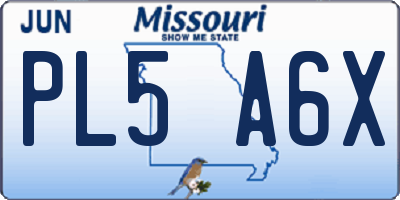 MO license plate PL5A6X