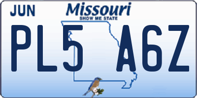 MO license plate PL5A6Z