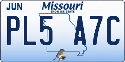MO license plate PL5A7C