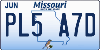 MO license plate PL5A7D