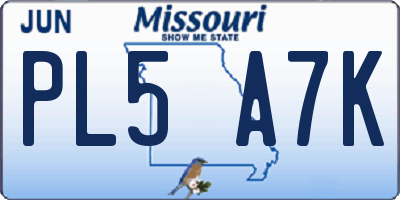 MO license plate PL5A7K