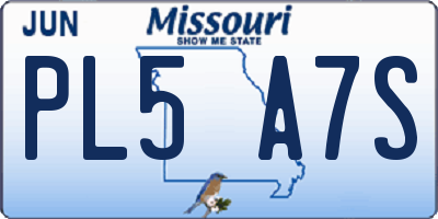 MO license plate PL5A7S