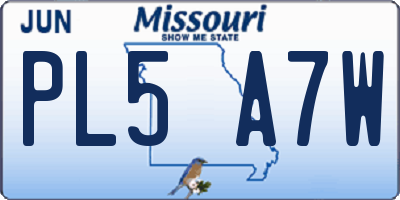 MO license plate PL5A7W