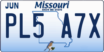 MO license plate PL5A7X