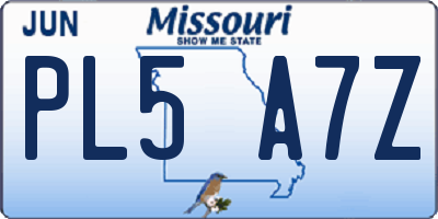 MO license plate PL5A7Z