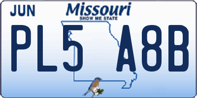 MO license plate PL5A8B