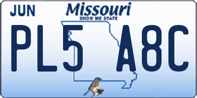 MO license plate PL5A8C