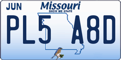 MO license plate PL5A8D