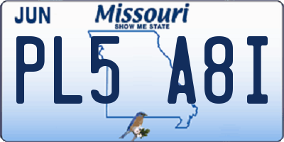 MO license plate PL5A8I