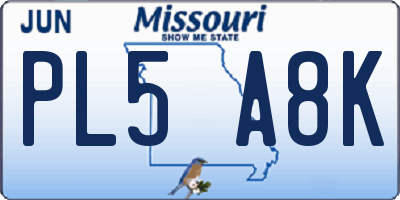 MO license plate PL5A8K