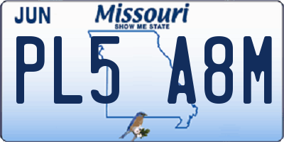 MO license plate PL5A8M