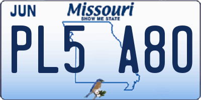 MO license plate PL5A8O
