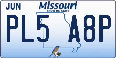 MO license plate PL5A8P