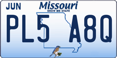 MO license plate PL5A8Q