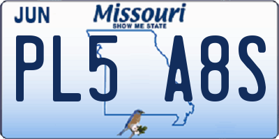 MO license plate PL5A8S