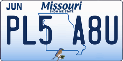 MO license plate PL5A8U
