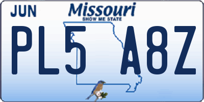 MO license plate PL5A8Z