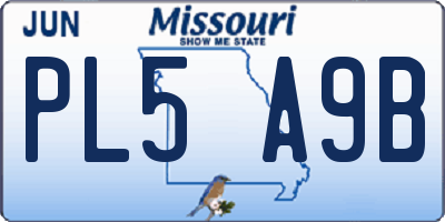 MO license plate PL5A9B