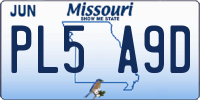 MO license plate PL5A9D