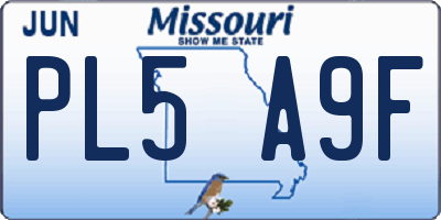 MO license plate PL5A9F