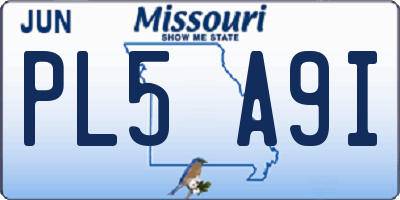 MO license plate PL5A9I