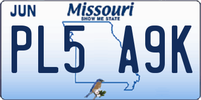 MO license plate PL5A9K