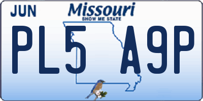 MO license plate PL5A9P