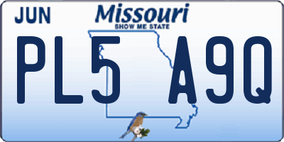 MO license plate PL5A9Q