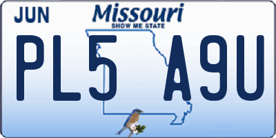 MO license plate PL5A9U